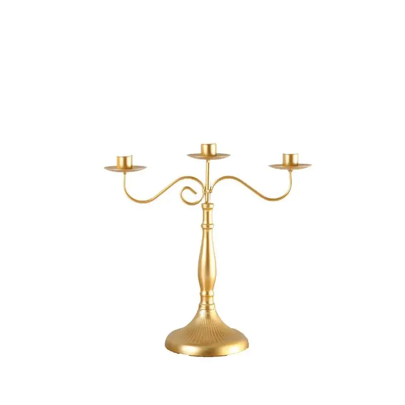 Golden 3 Heads Candlestick Stand Wedding Dinning Table Decorative Candlelight Dinner Candle Holder Ornament | Дом и сад