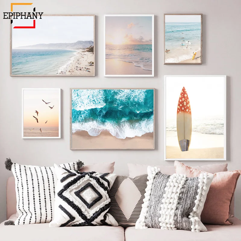 Калифорнийская пляжная Настенная картина современный принт берега бохо холст