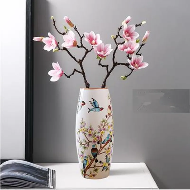 

Nordic ceramic vase, beautiful butterfly flower and bird pattern porcelain, home office desktop decoration gift