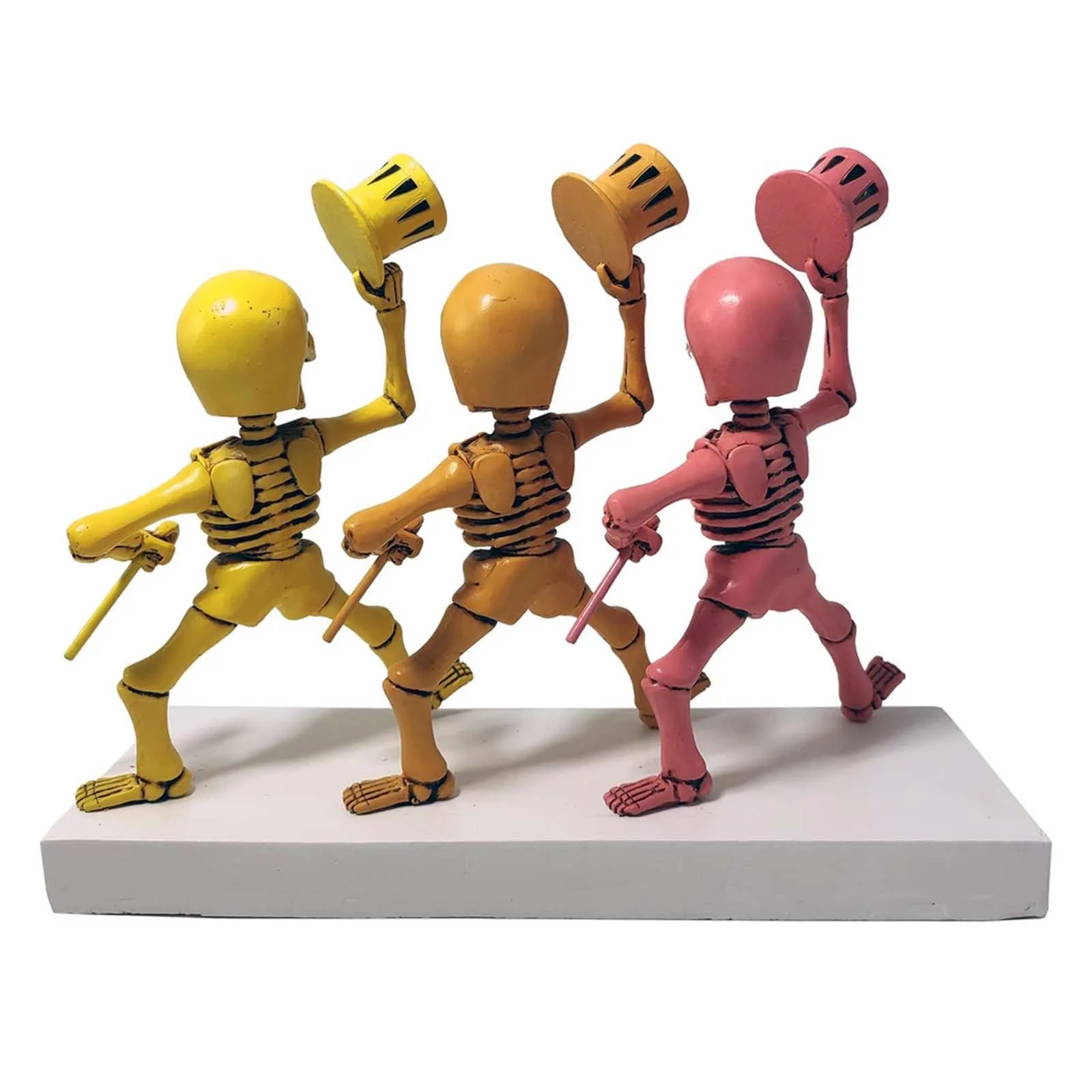 

Sculpture Dancing Skeletons Pink,orange Yellow Dancing Skeletons Bobblehead Set Sculpture Creative Funny Skull Ornaments