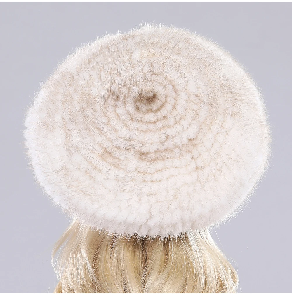 Hot Sale Russia Women Winter Real Mink Fur Berets Hat Hand Knitted Real Natural Mink Fur Cap Lady Luxury Real Mink Fur Hats
