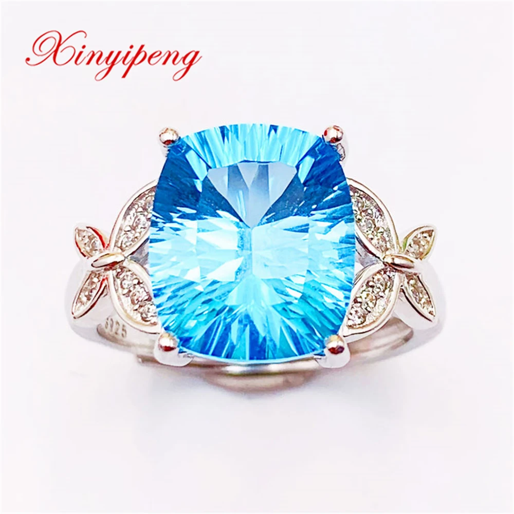 

Xin Yipeng Fine Gemstone Jewelry Real S925 Sterling Silver Inlaid Blue Topaz Rings Fashion Party Gift For Women Free Shipping