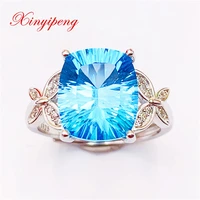 xin yipeng fine gemstone jewelry real s925 sterling silver inlaid blue topaz rings fashion party gift for women free shipping