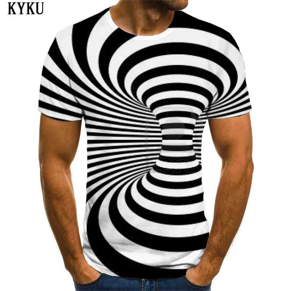

3d Tshirt Hypnosis T-shirt Men Dizziness Tshirts Casual Black And White Shirt Print Mens Clothing Punk Rock Casual Tops