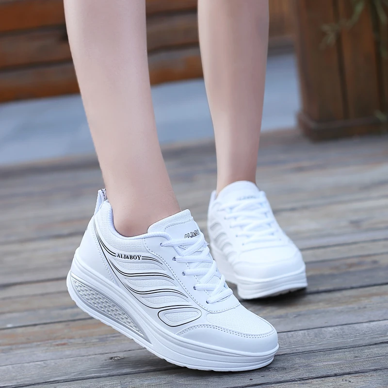 Women Wedge Platform Shoes Rocking Sports Shoes Shock-Absorb Jumping Sneakers Soft Body Shaped Woman shoes