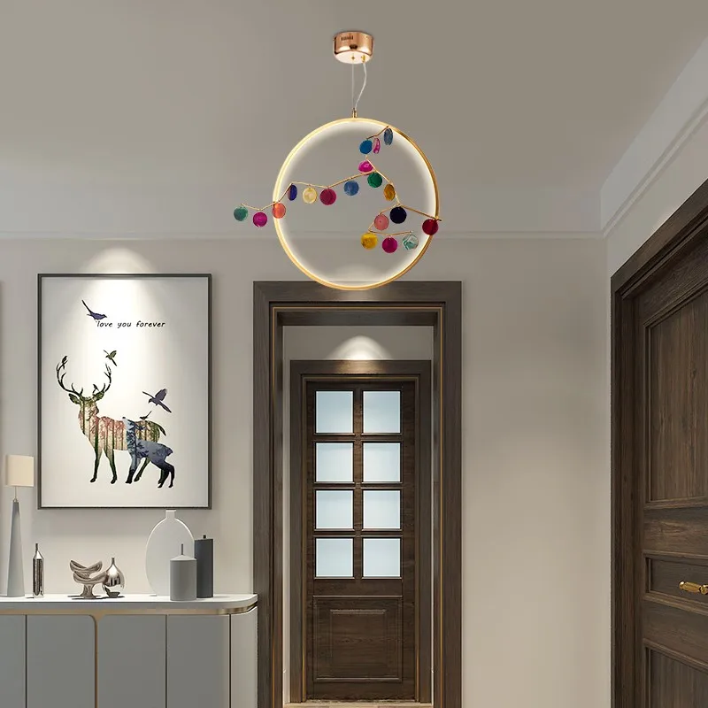 Подвесной светильник с цветным агатом лампа для гостиной прикроватного столика