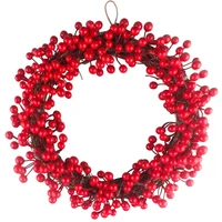 303540cm christmas wreath artificial pinecone red berry garland hanging ornaments front door decorations christmas tree wreath