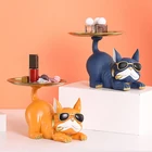 Статуя бульдога, кошка, поднос для хранения, статуэтки, собака из смолы, скульптура, ключи, конфеты, закуска, блюдо для хранения, Винная стойка, украшения для домашнего декора