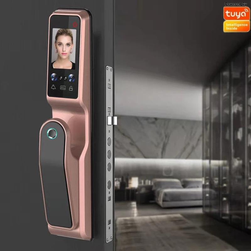 

Face recognition lock TUYA fingerprint palm print vein magnetic card password to unlock home smart door lock with camera