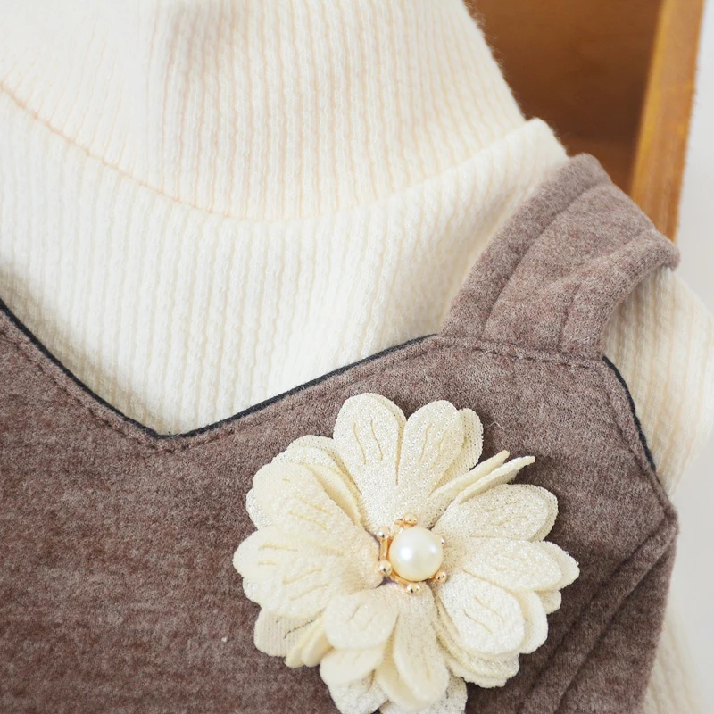 Зимнее теплое платье для маленьких собак вязаная футболка юбка пачка с цветами