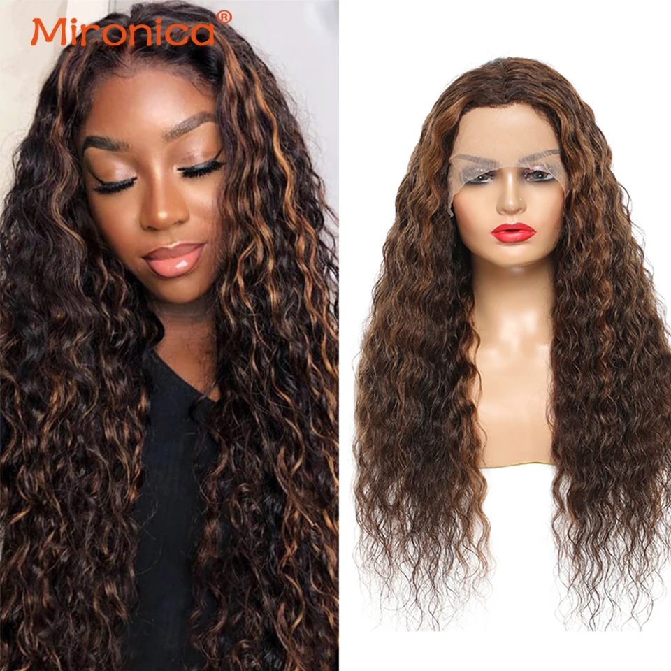 

Mironica Hair P4/27 And P4/30 Highlights Ombre Honey Brown Color 4x4 13x4 Lace Closure Wig Curly Human Hair Wigs For Black Women