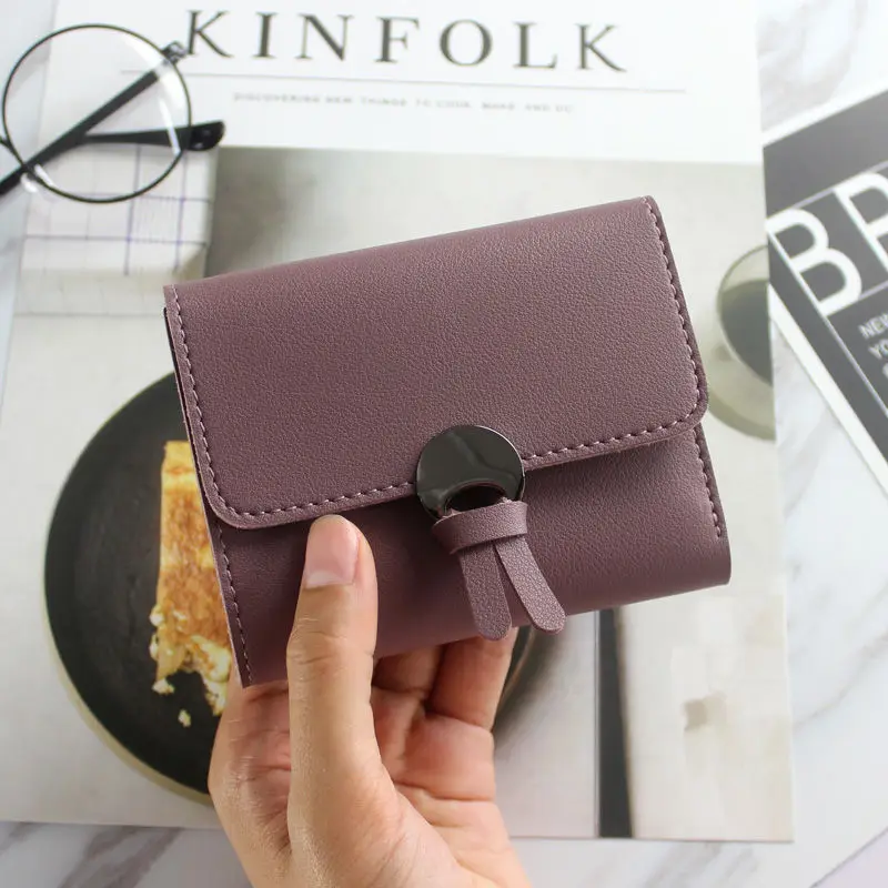 

Card ID Holders Solid Foldable Mini Bag Simple PU Leather Large Capacity Credit Card Elegant Portable Cute New Fashion Ulzzang