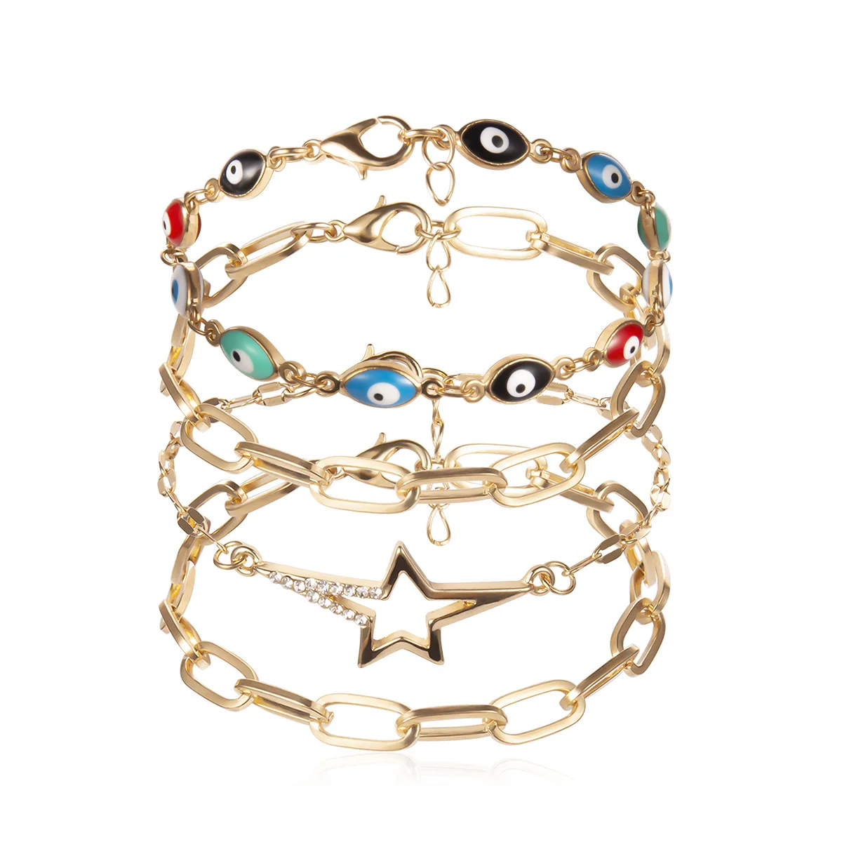 KingDeng Многослойные Браслет Ювелирные Изделия Персонализированные Панк Золотые