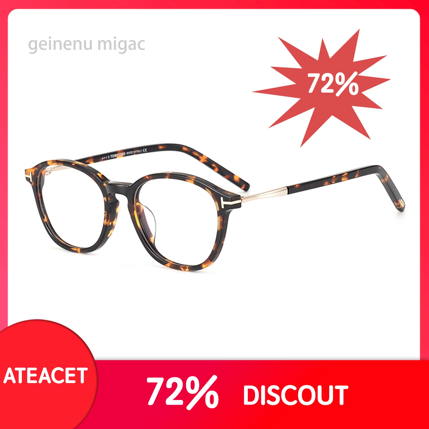 

NEW 2021 HOT Acetate Female Male Prescription Optical Brand Frame Leopard Print Fashion Women's Glasses F5397