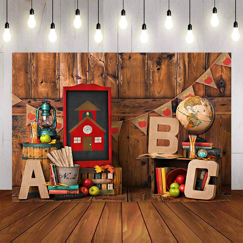 

Photography Background Back To School Book Wood Backdrop Birthday Party Photocall Photo Studio Backdrop Photo Prop