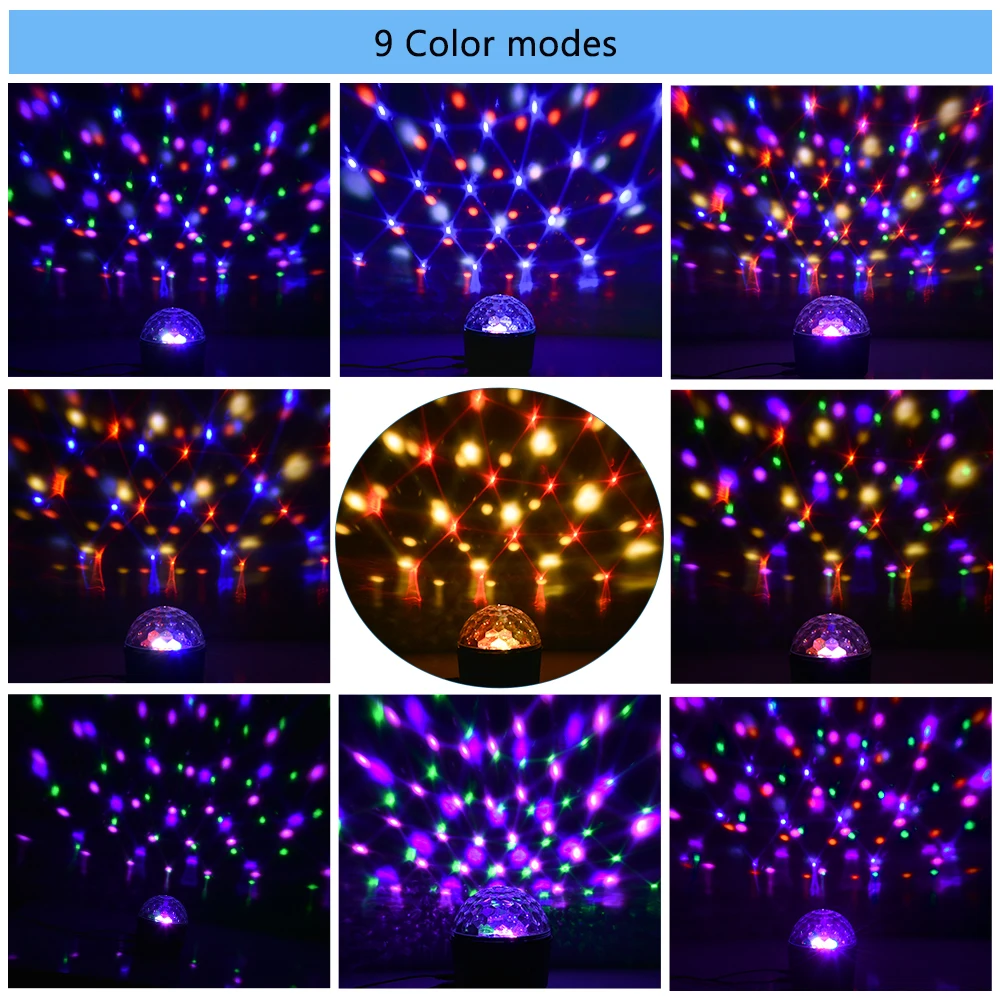 9 цветов диско шар Вечерние огни Bluetooth динамик кристалл магический светодиодный