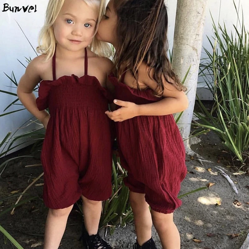 Комбинезоны для младенцев bunvel одежда маленьких девочек летний однотонный