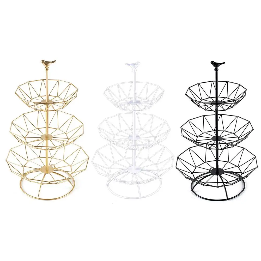 3 яруса из нержавеющей стали свадебные десерты фрукты тарелка для торта