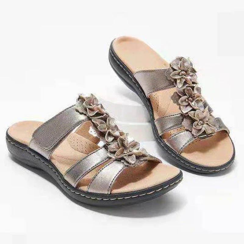 

New Summer 2021 Women's Slipper Open Toe Comfy Sandal Soft Premium Orthopedic Low Heels Walking Sandals Toe Corrector Cushion