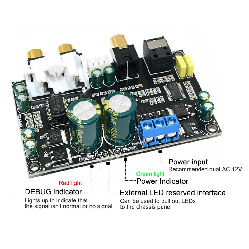 Цифровой оптический коаксиальный аудио декодер HiFi CS8416 CS4398 плата декодирования