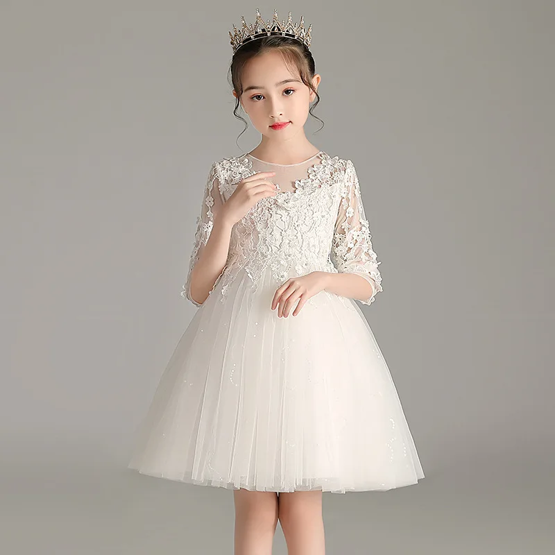 

Детское кружевное платье с бисером, на Возраст 3-12 лет