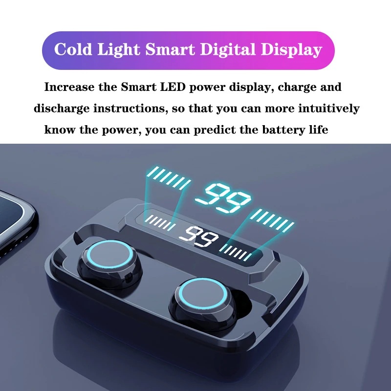 TWS Wireless Headphone Noise Cancel Sport Binaural Call 5.0 Bluetooth Earphone Earbuds With LED Digital Display Smart Touch HIFI |