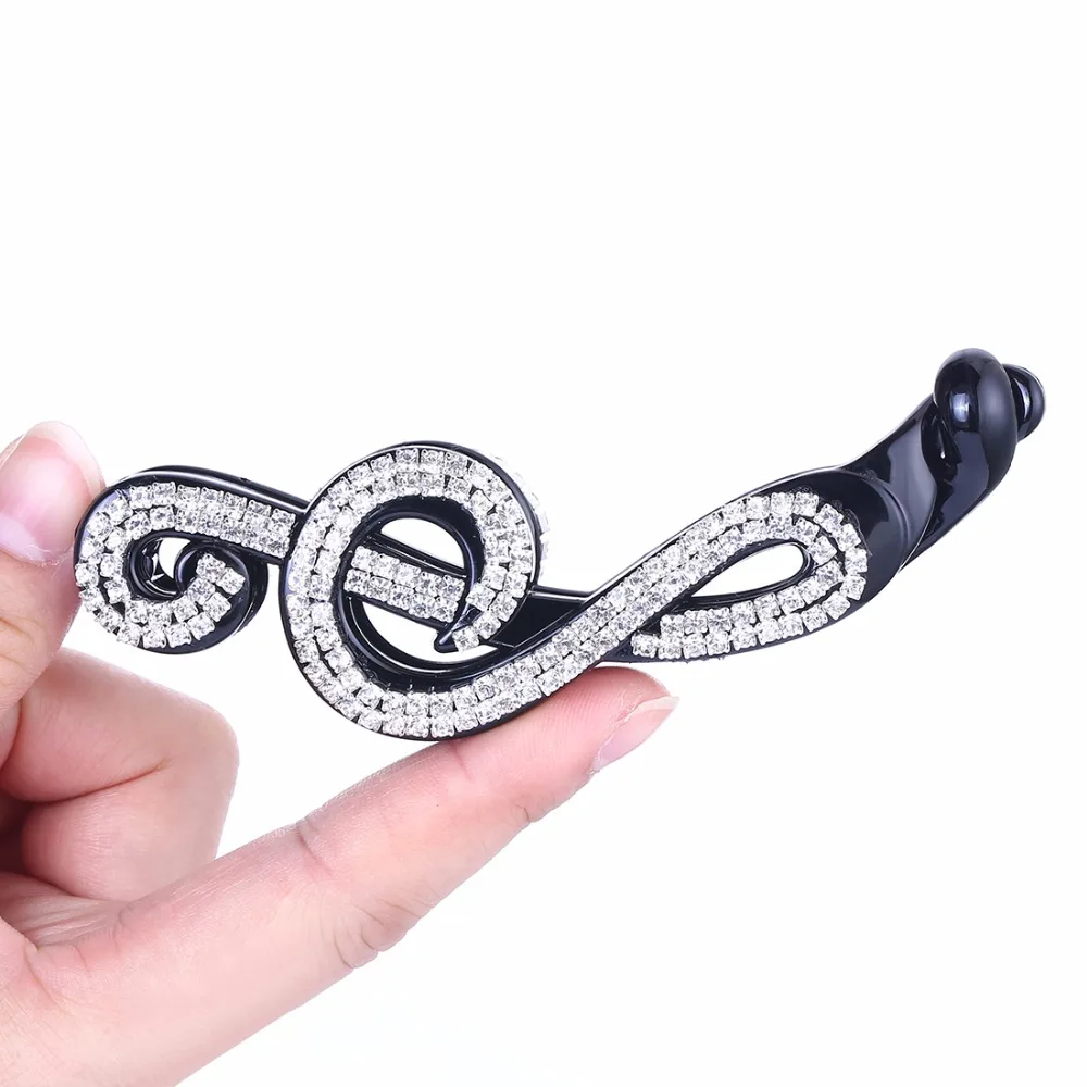 Полностью хрустальные стразы зажимы для волос в форме музыкальных нот женщин