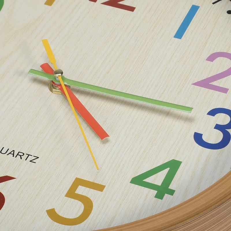 12 inch Easy Read Silent Wall Clock Colorful Arabic Numerals Round for Living Room Battery Not Included | Дом и сад