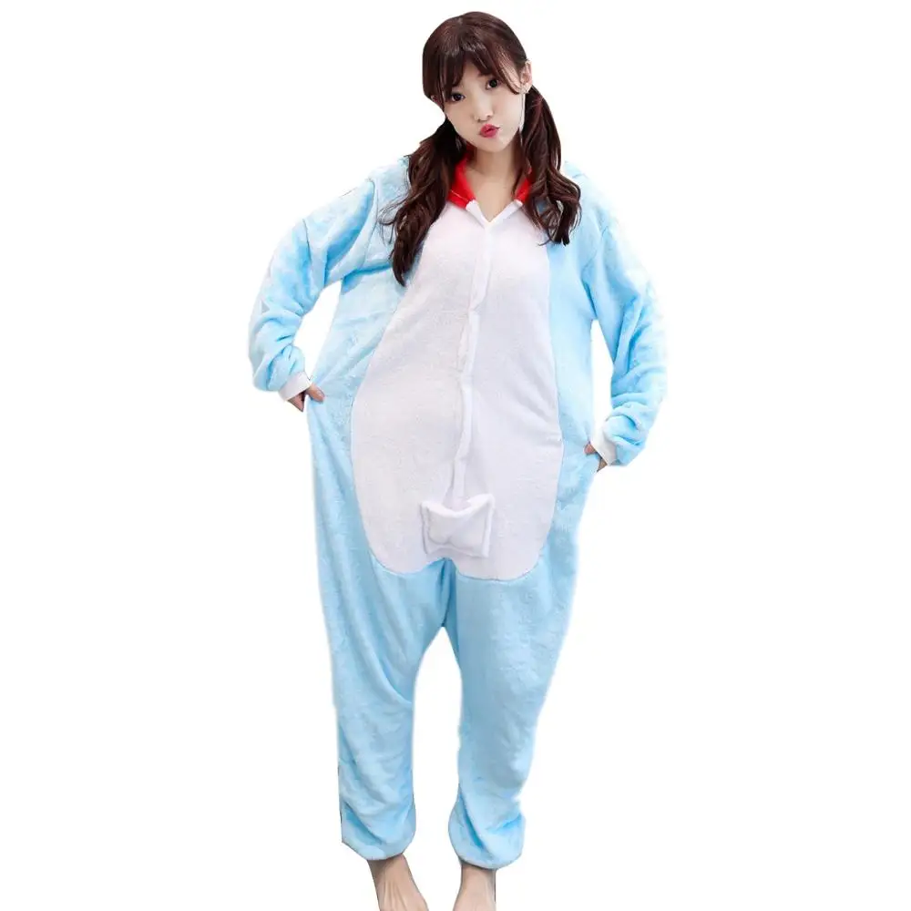 2019 Winter Women Kigurumi Onesie Doraemon Pajamas Sets Cute Flannel Animal Pajama Nightie Warm Hooded Sleepwear Costume | Женская