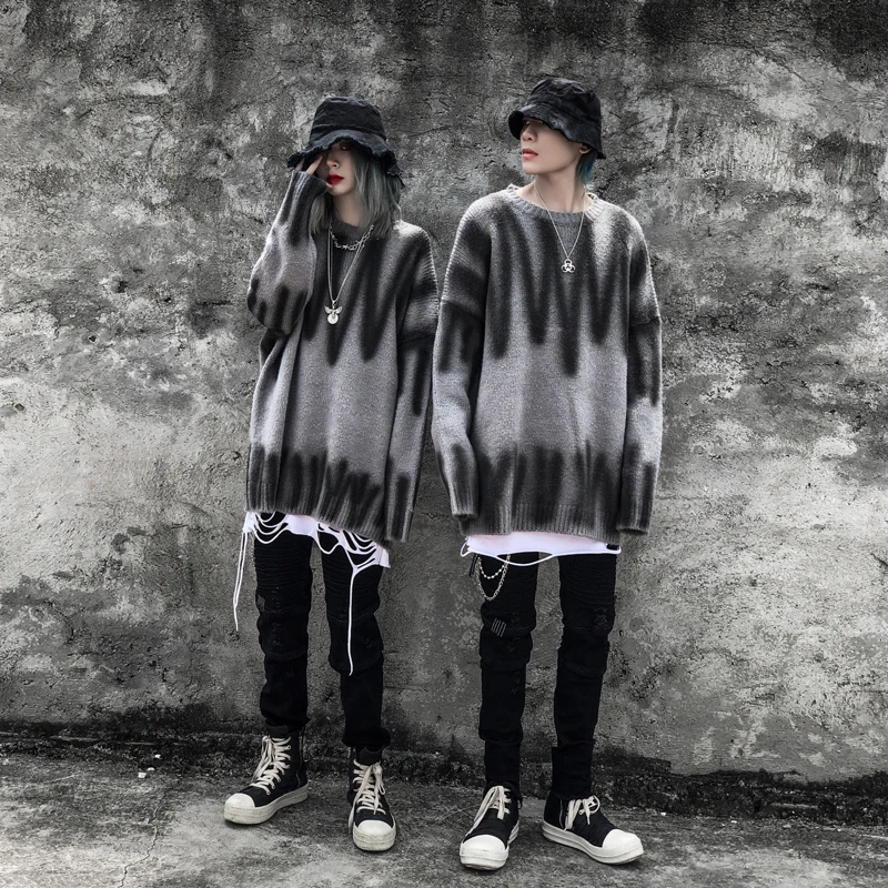 Мужские свитера в стиле хип-хоп уличная одежда с рисунком граффити Ретро стиль