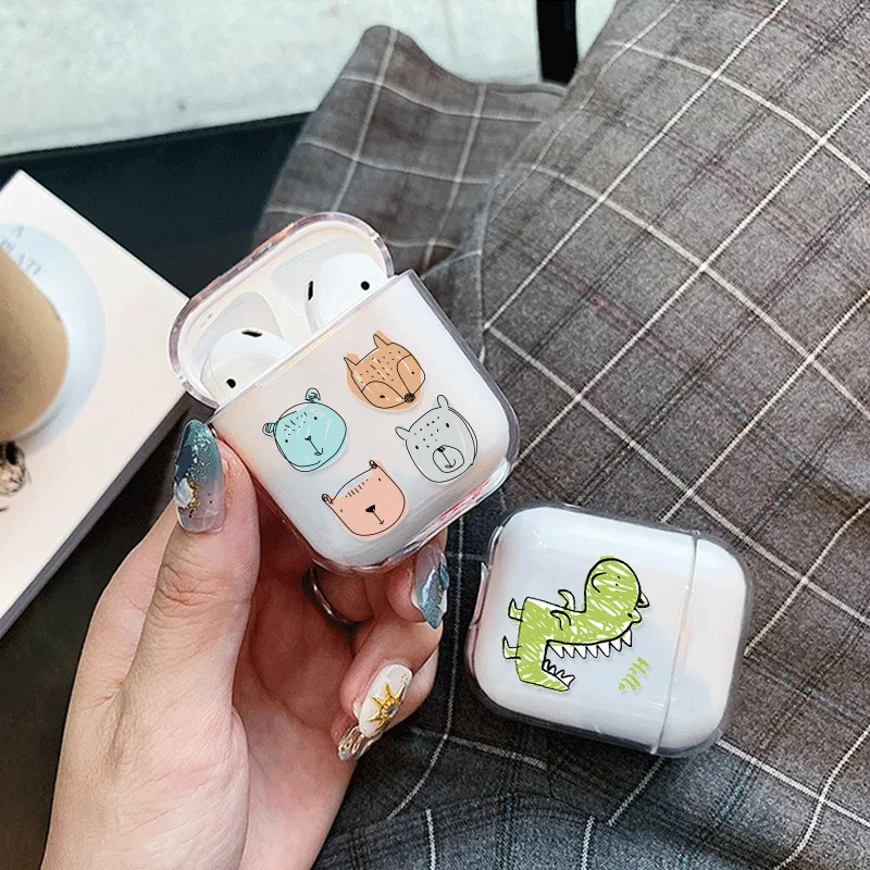 10 шт. Жесткий Чехол для Airpods милый мультяшный Прозрачный чехол AirPods 1/2 защитный