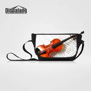 Dispalang Women Handbag Custom Violin Printed Crossbody Bag Musical Note Canvas Messenger Bag Female Shoulder Satchel For School