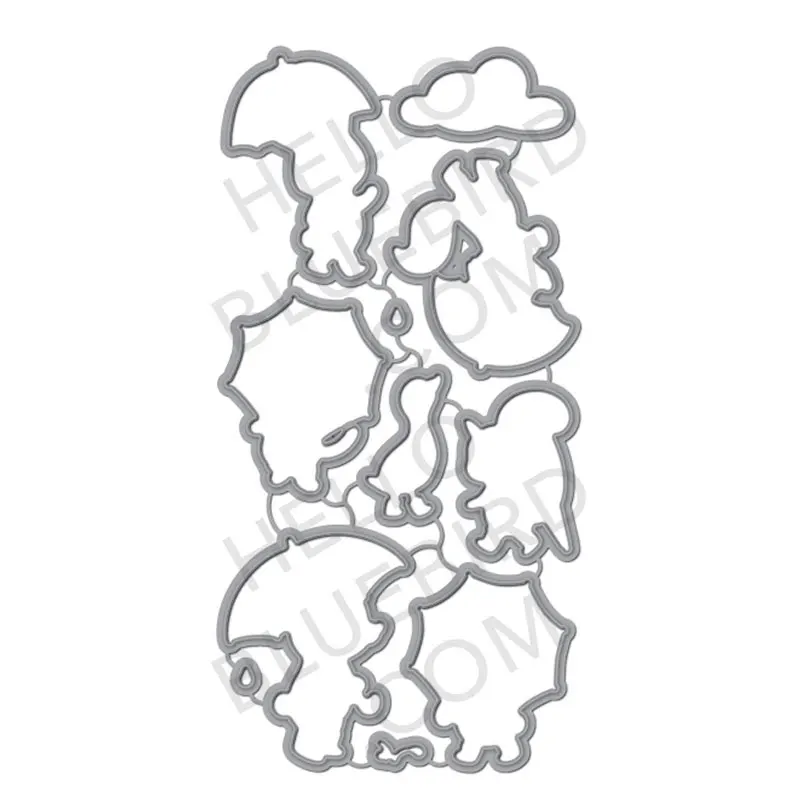 

Rabbit in the Rain Umbrella Cutting Dies & Stamps Scrapbook Dariy Decoration Stencil Embossing Template Diy Greeting Card 2021