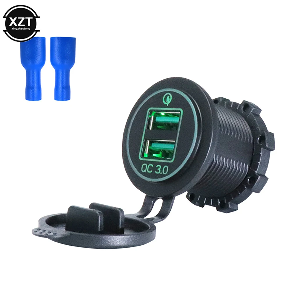 

Разъем для прикуривателя автомобиля, мотоцикла, QC3.0, два USB-порта