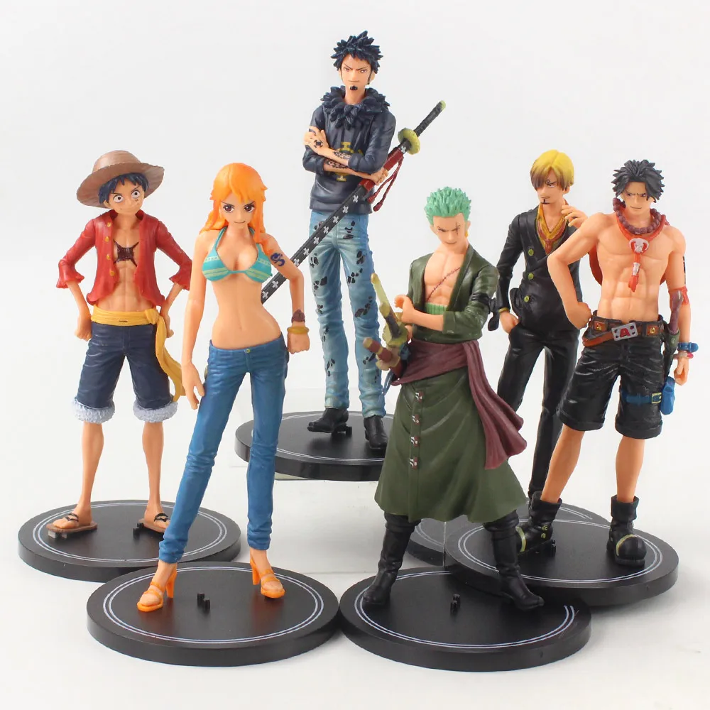 6Pcs/Set One Piece Monkey Luffy Roronoa Zoro Nami Vinsmoke Sanji Portgas D Ace Trafalgar Law Action Figure PVC Model Dolls Toys - купить по