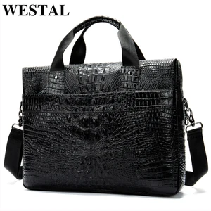 westal messenger bag men shoulder bag genuine leather casual male briefcases laptop male bussiness alligator bags for men 5555 free global shipping