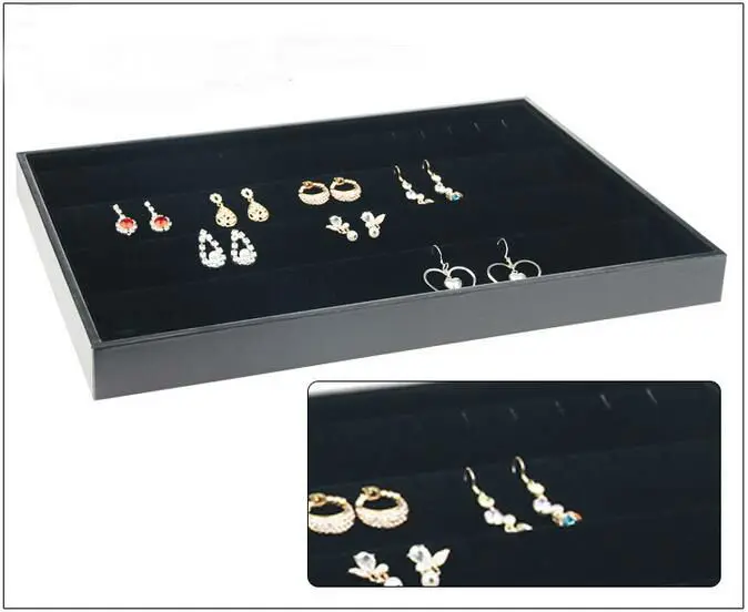 

Special Texture PU Frame Flannel Jewelry Organizer Jewellery Display Ring Box Necklace Earring Holder Various Models Wholesale