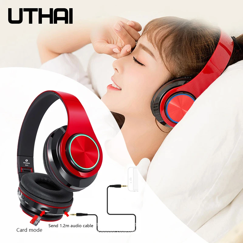 Портативная складная яркая светящаяся беспроводная Bluetooth-гарнитура UTHAI D54 TWS