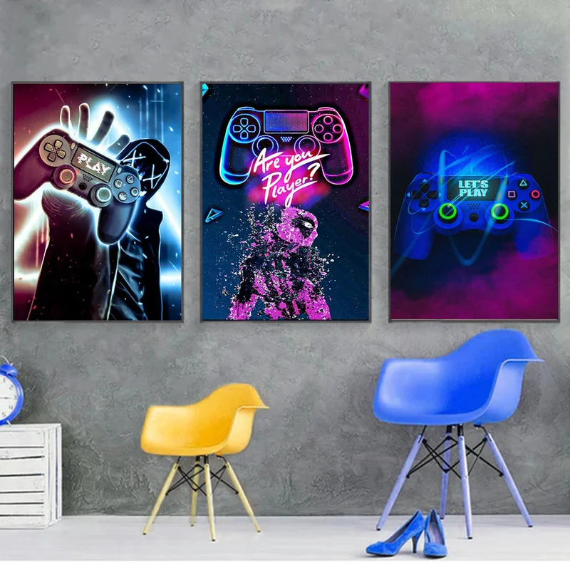 Игровой постер в скандинавском стиле Playstation игровой контроллер Картина на холсте