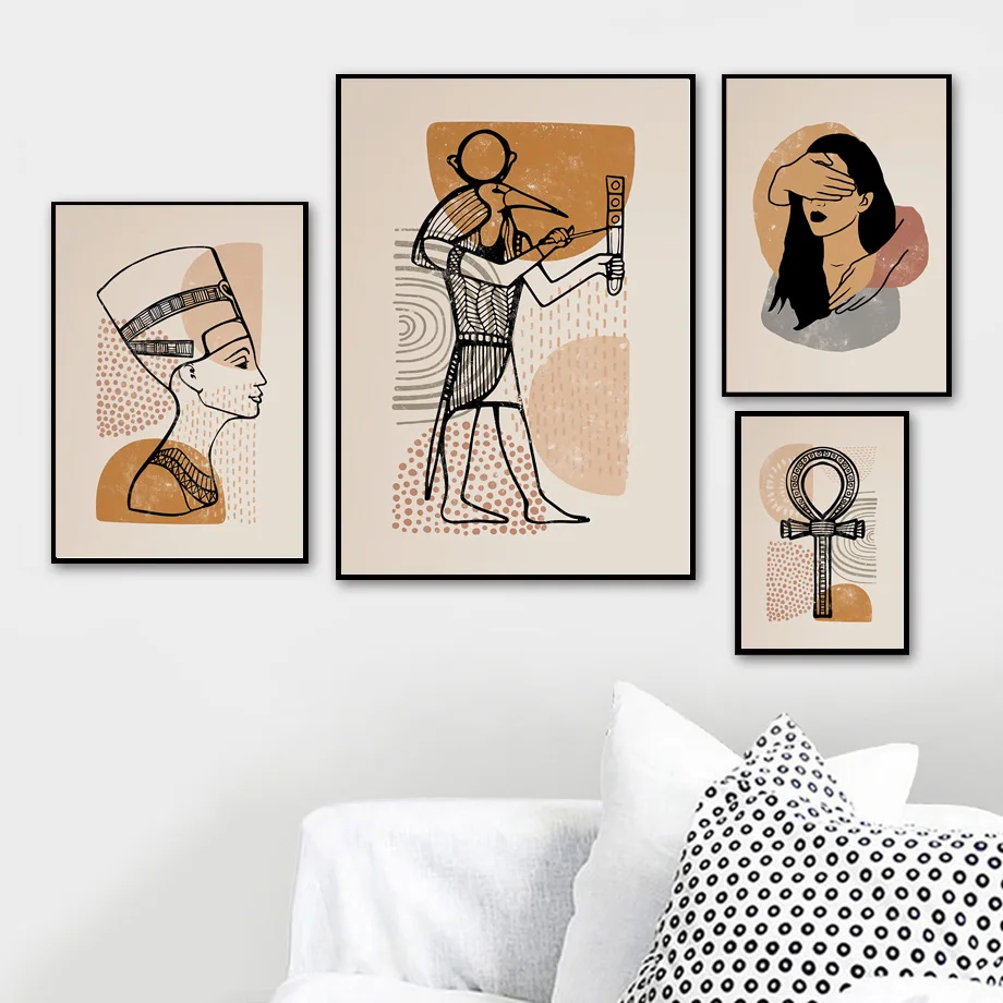 

Abstract Girl Flower Egypt Wall Art Canvas Painting Nordic Posters and Prints Wall Pictures for Living Home Decor Frameless