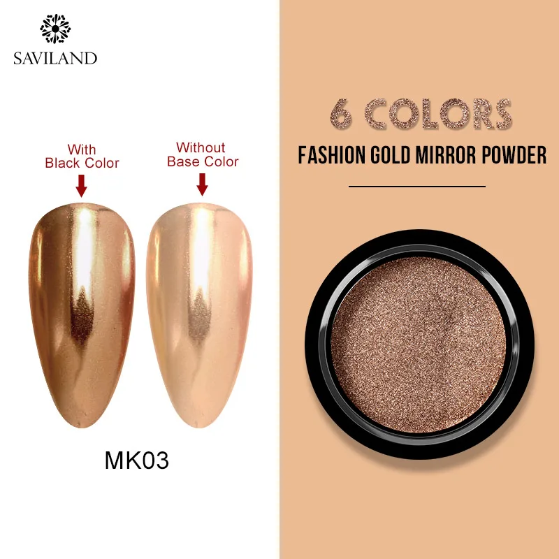 Saviland Bubble Nails Волшебное Зеркало розовое золото серебро черный блеск пыль DIY маникюр Гель-лак для нейл-арта хромированное украшение - Цвет: MK03