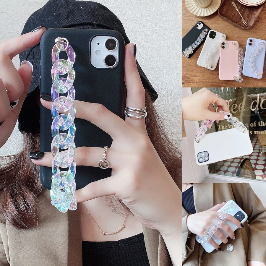 

Colorful Wrist Chain Phone Case For Huawei P20 P30 P40 Lite Pro Honor 8S 8A 8X 9X 9C 8C 9A 9S 20 10i Crystal Bracelet Soft Cover