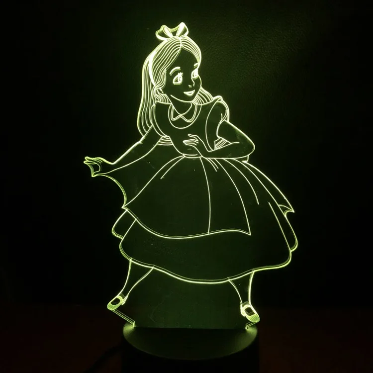 Модный Алиса в стране чудес СВЕТОДИОДНЫЙ Ночник светильник RGB лампа для детей