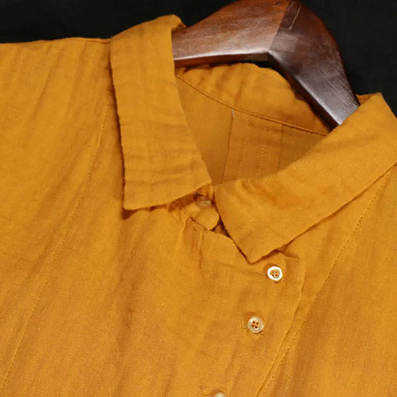 

F&JE New spring Plus Size Women Shirts Loose Casual Long Sleeve Shirt slope Button design Solid cotton Female Vintage Blouses D1