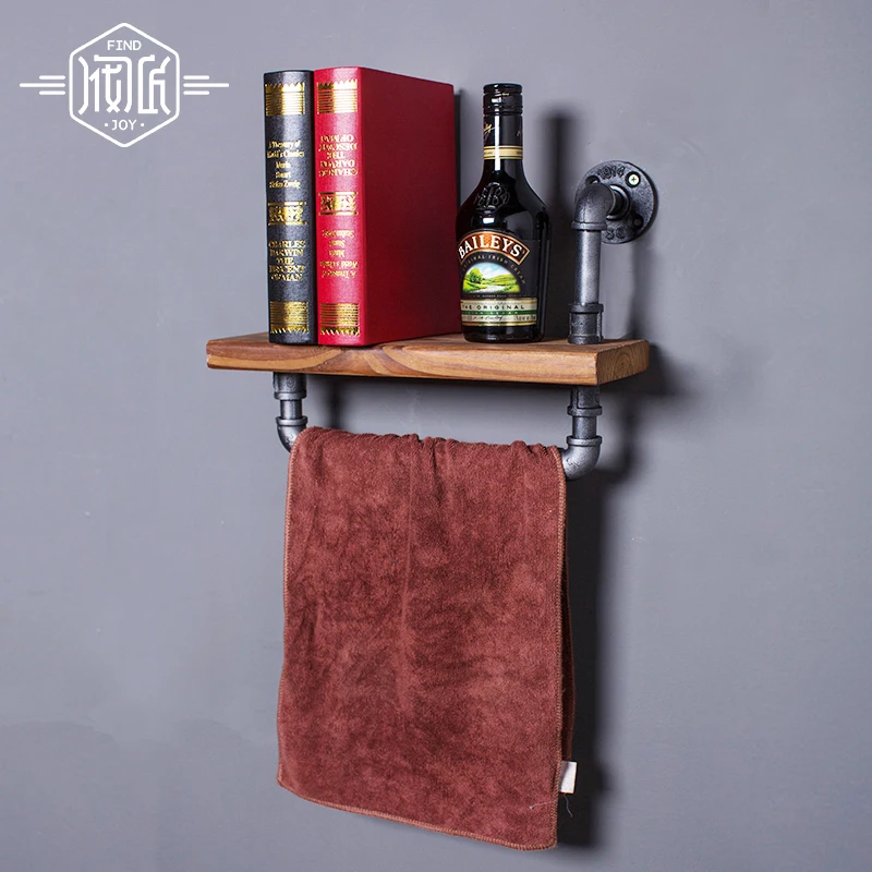 

35*15cm LOFT American Country Pipe Shelf Wood Clapboard Wood Bookcase Shelf Vintage Retro Wall Shelf Wood Book Shelves-Z25