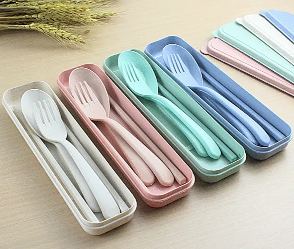 Многоразовые столовые приборы из пшеничного волокна экологически чистый набор