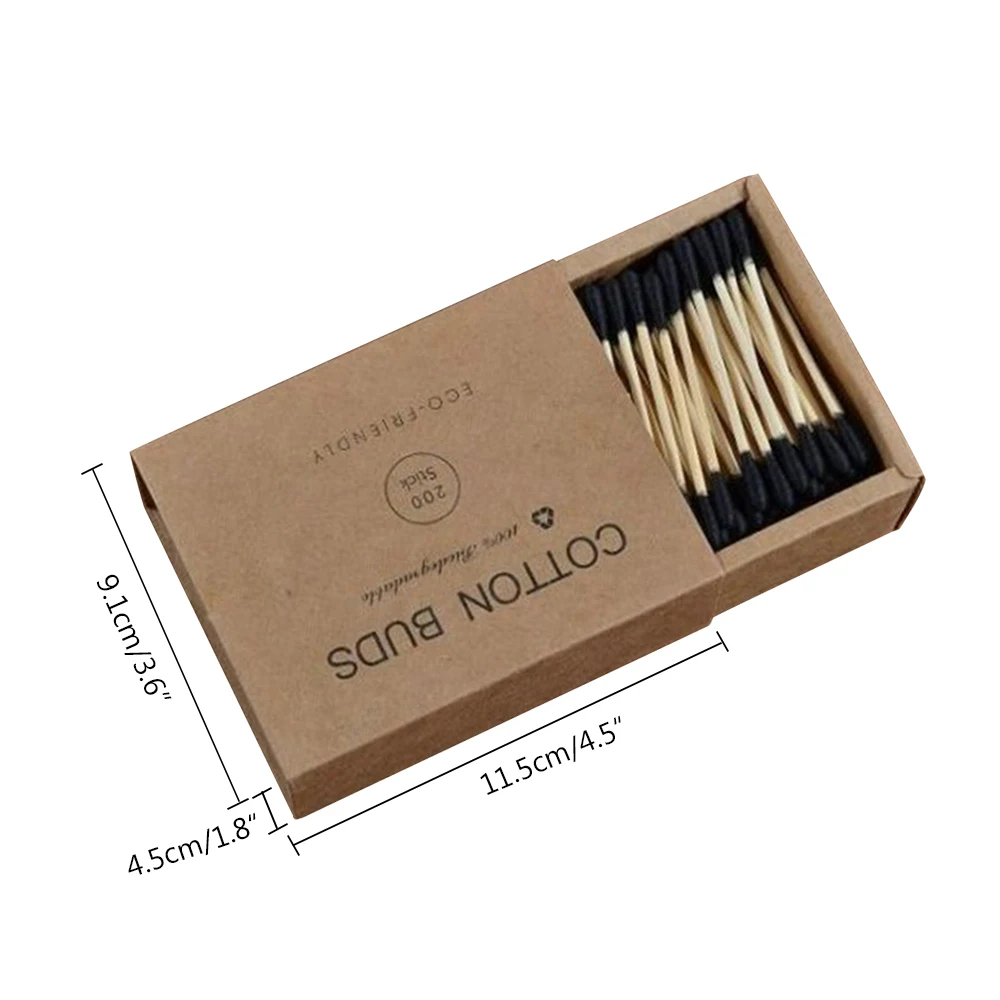 

1000Pcs/5 Box of Color Mixed Bamboo Cotton Double Head Adult Makeup Cotton Swab Wooden Stick Nose Ear Cleaning Sanitation Tool