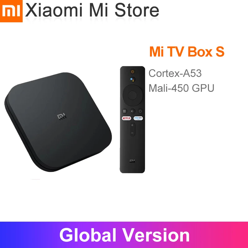 Новая глобальная версия Xiaomi Mi TV Box S 4K со сверхвысоким разрешением Ultra HD Cortex A53 Quad Core