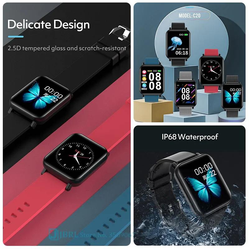 

2021 Smart Watch Men Women IP68 Waterproof Sport Fitness Watches Heart Rate Blood Pressure Monitor Smartwatch Smart Clock