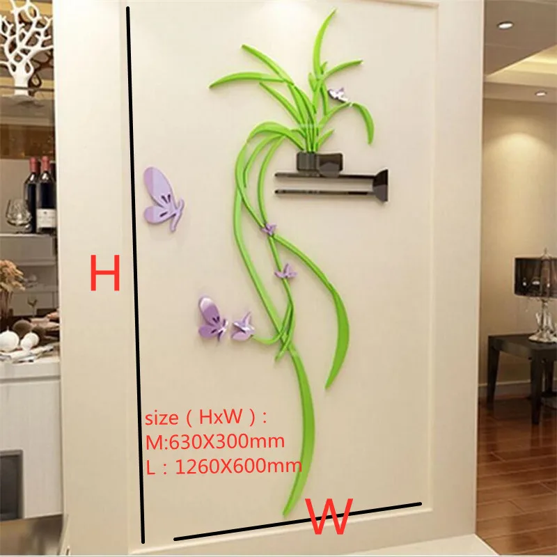 Акриловые 3D наклейки на стену сделай сам с цветами подвесная Орхидея спальня